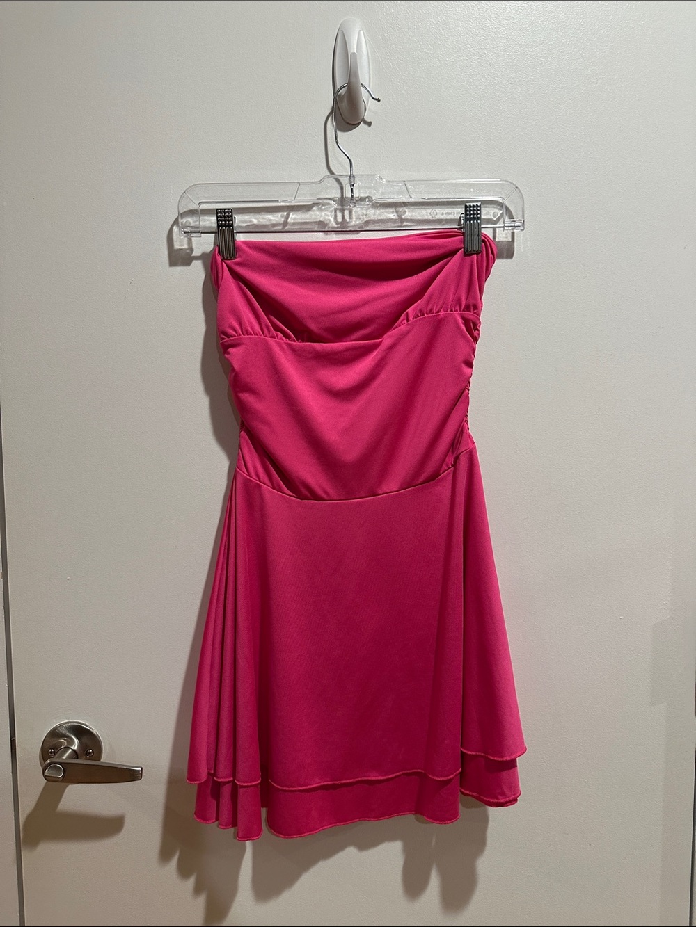 Hot Pink Strapless Skater Dress